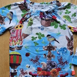 Danish Louie Louis girl size 128 134 8 9 kitty birdie cute design cotton top